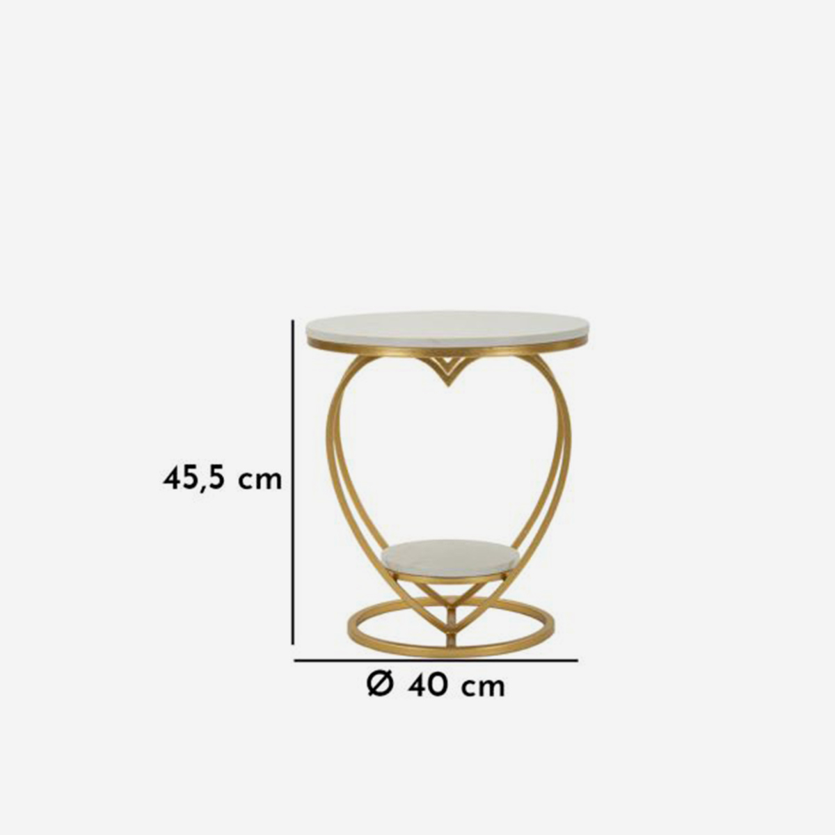Heart Round Metal Side Table with Marble Effect Shelves — 7