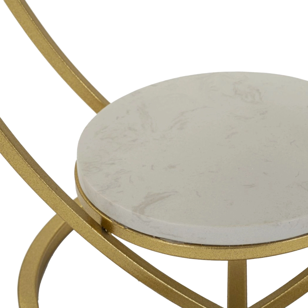 Heart Round Metal Side Table with Marble Effect Shelves — 5