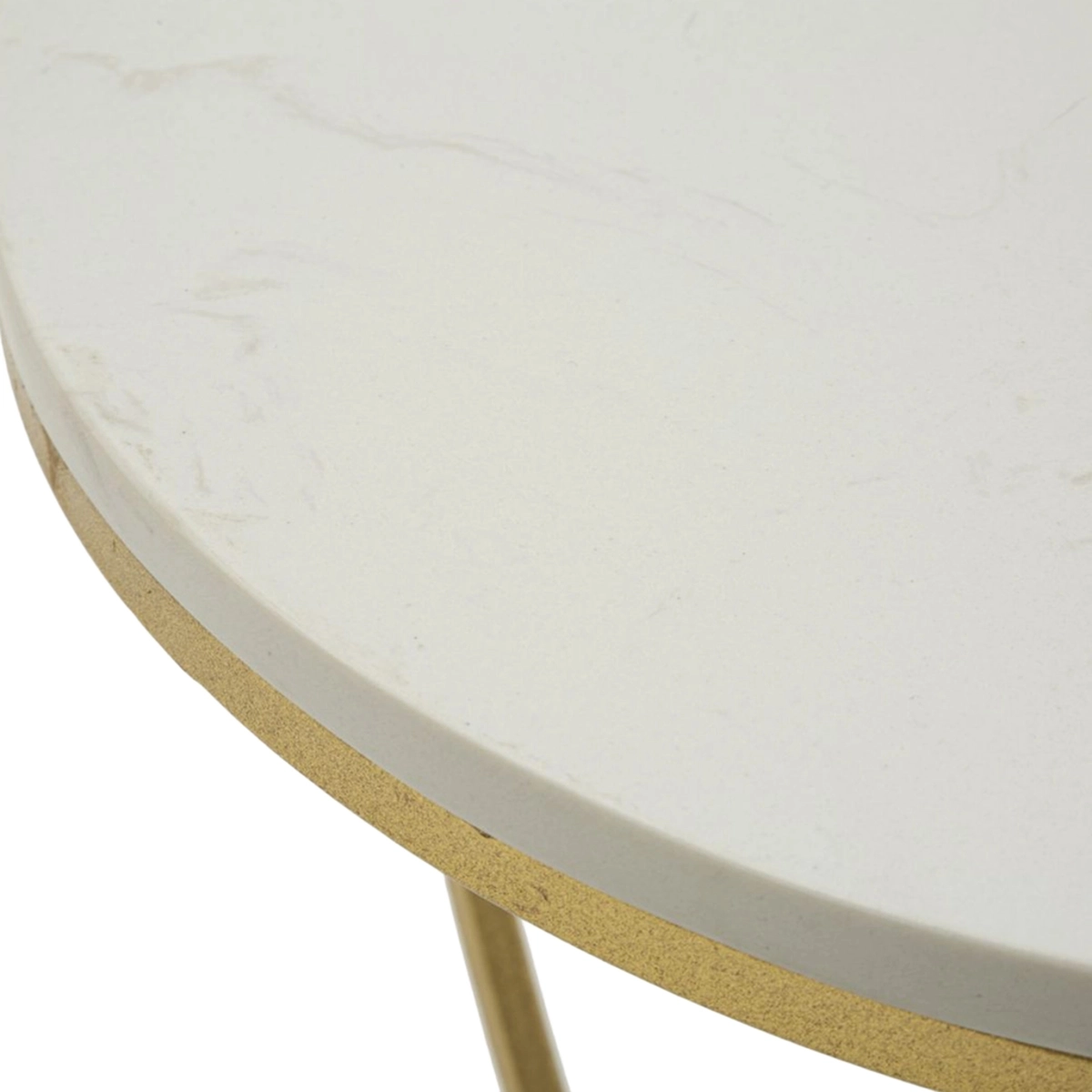 Heart Round Metal Side Table with Marble Effect Shelves — 6