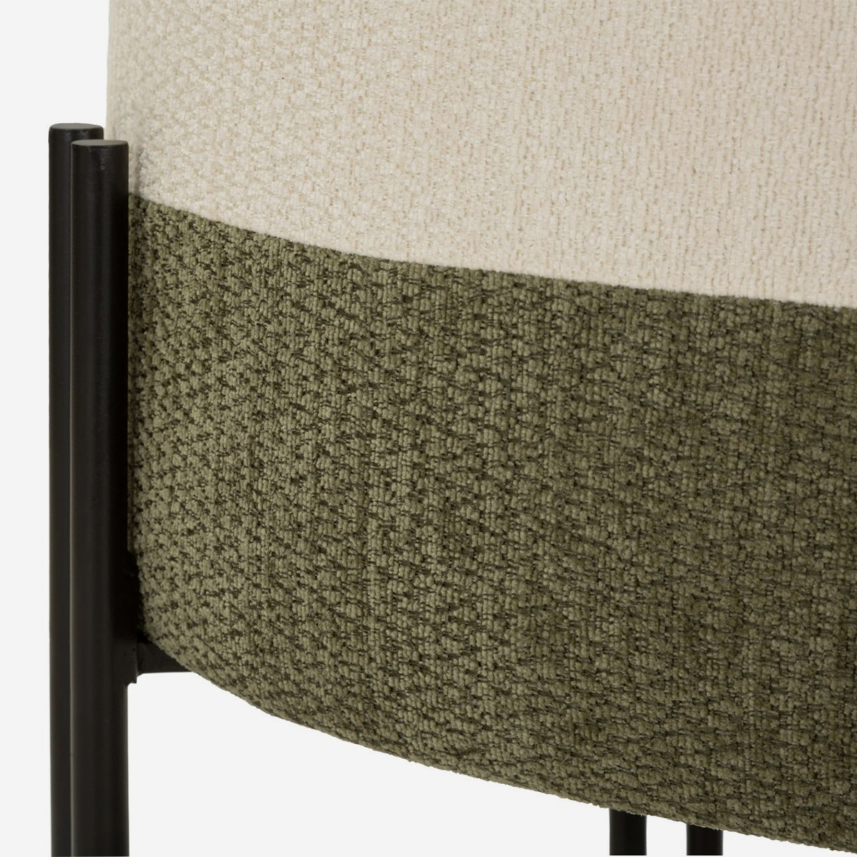 Tedy Sculptural Round Upholstered Pouffe in Fabric and Metal — 3