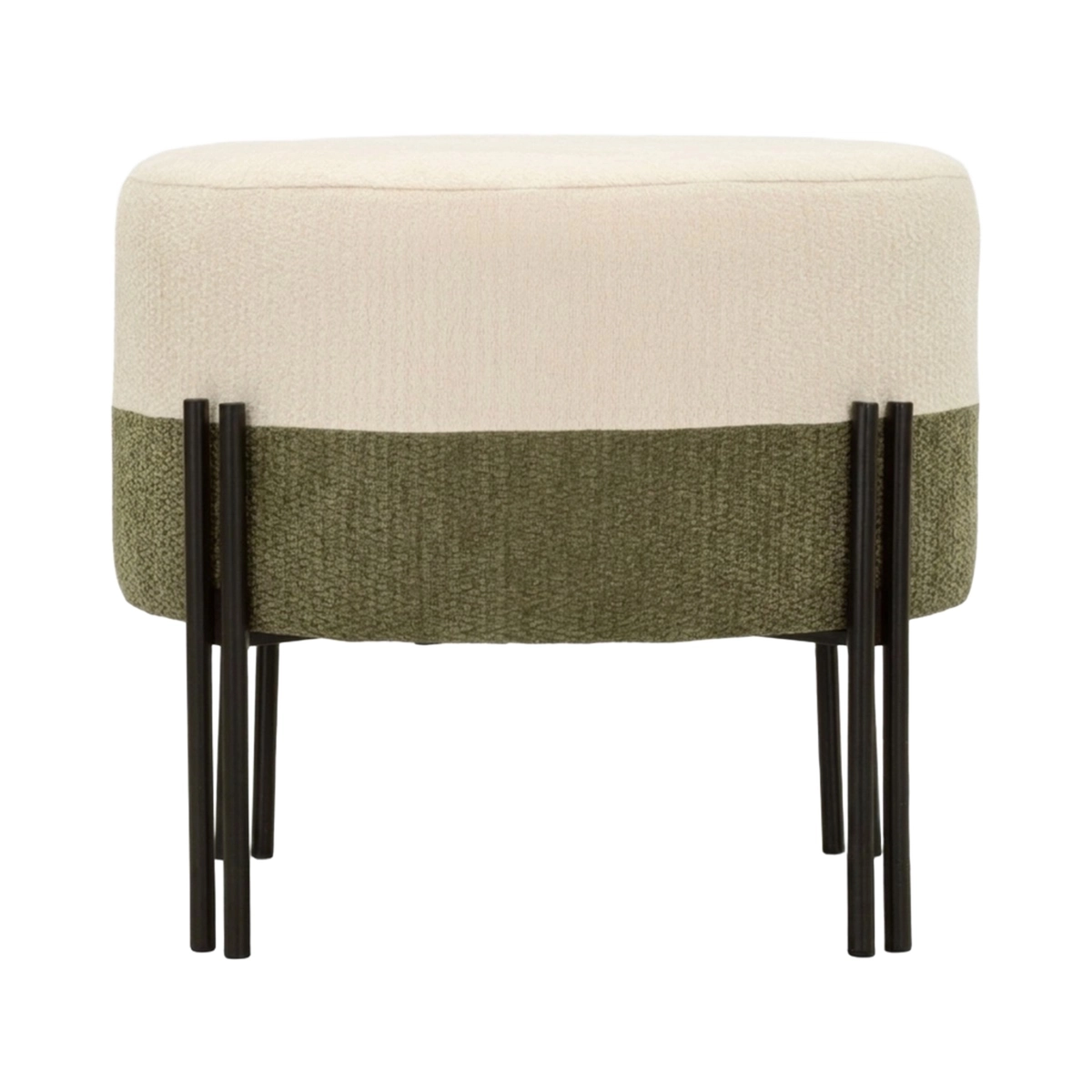 Tedy Sculptural Round Upholstered Pouffe in Fabric and Metal — 6