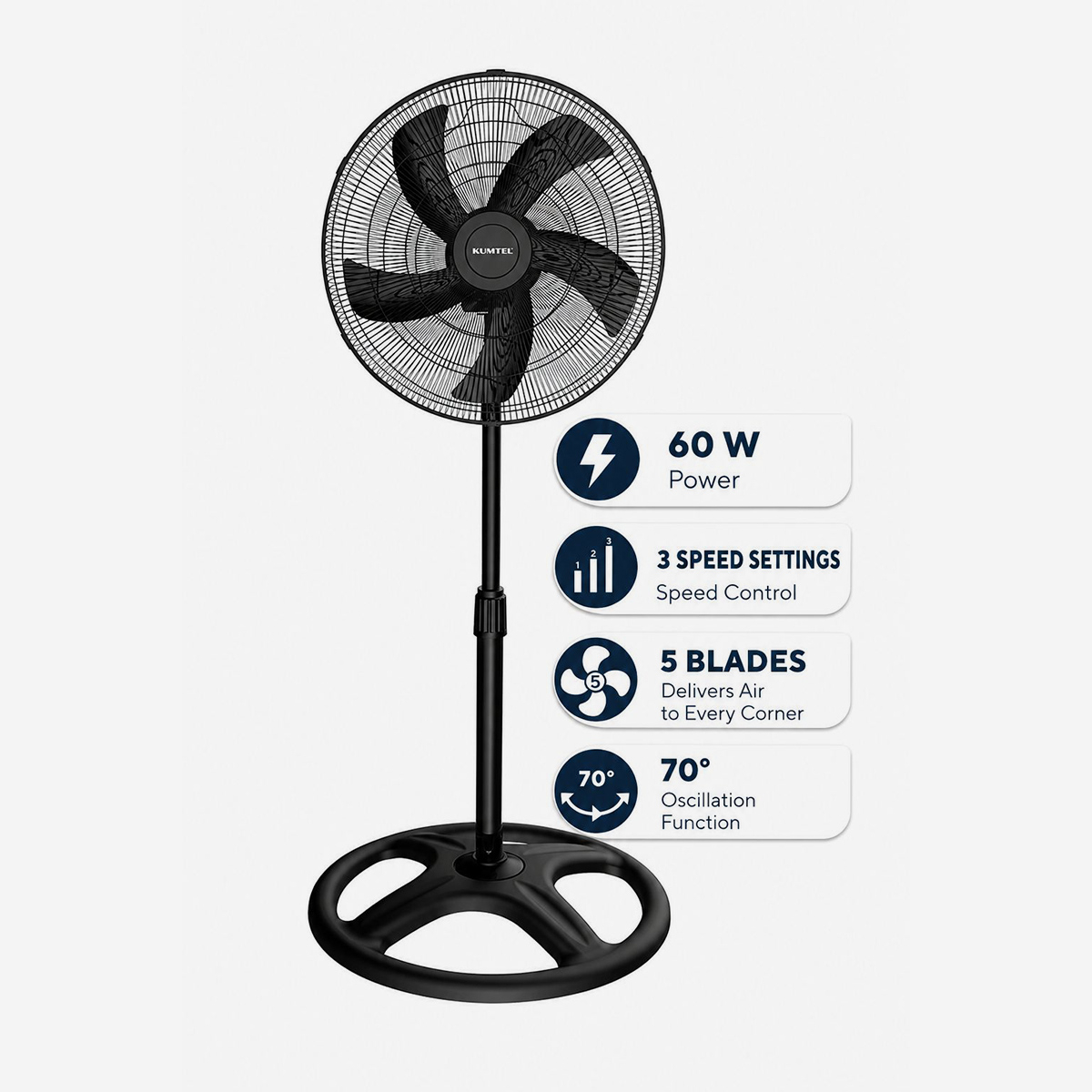 Ventilatore a piantana oscillante regolabile Selvo