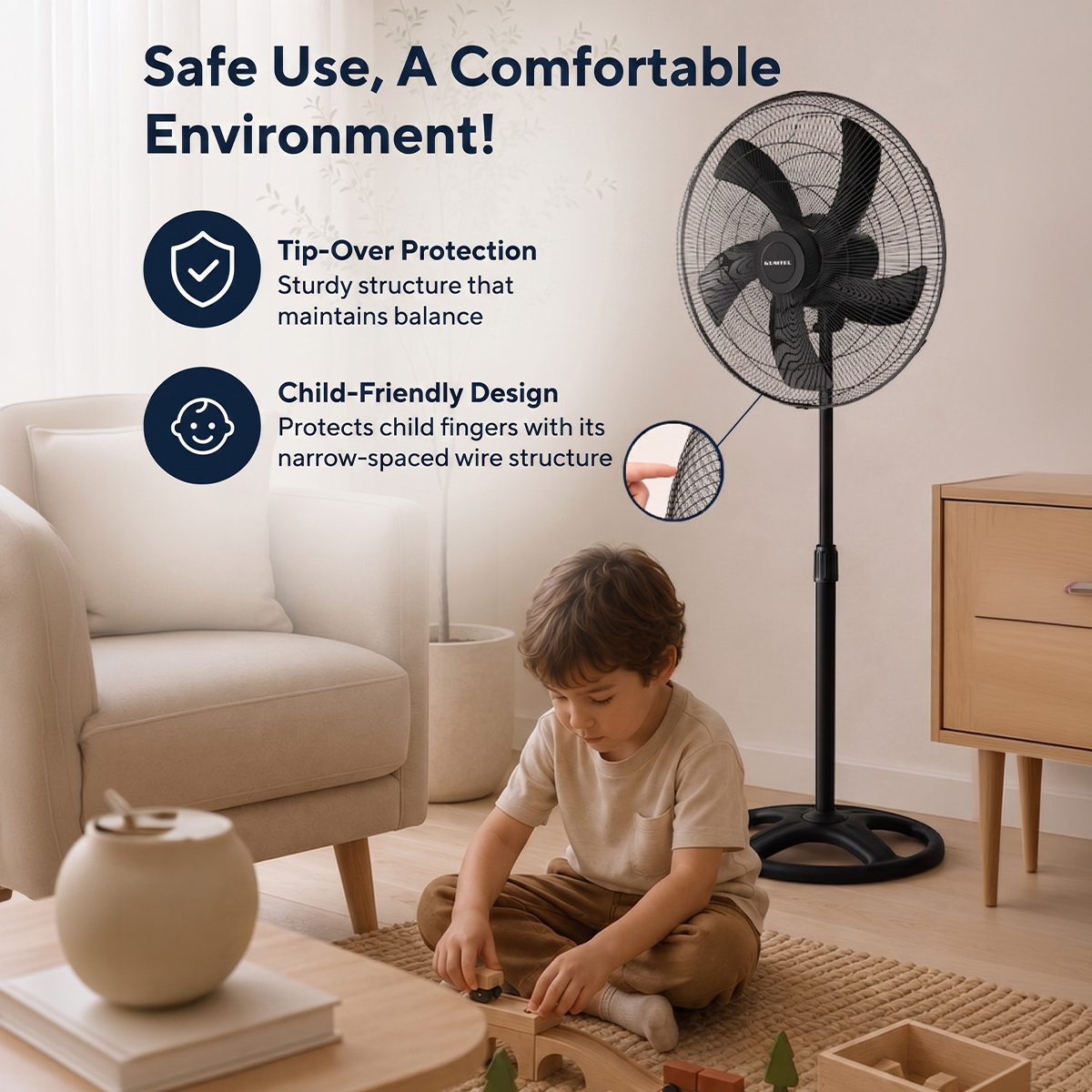 Ventilatore a piantana oscillante regolabile Selvo