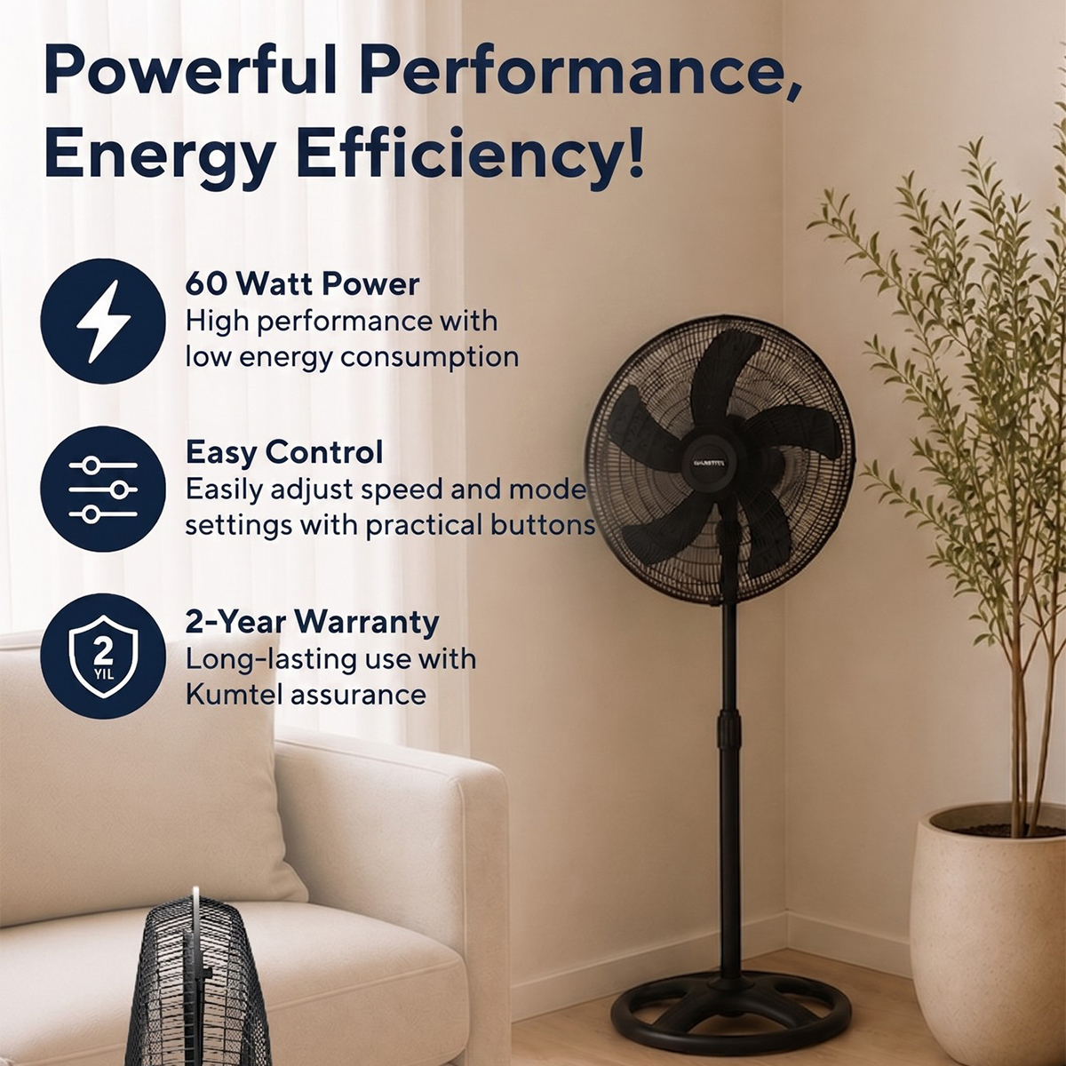 Ventilatore a piantana oscillante regolabile Selvo