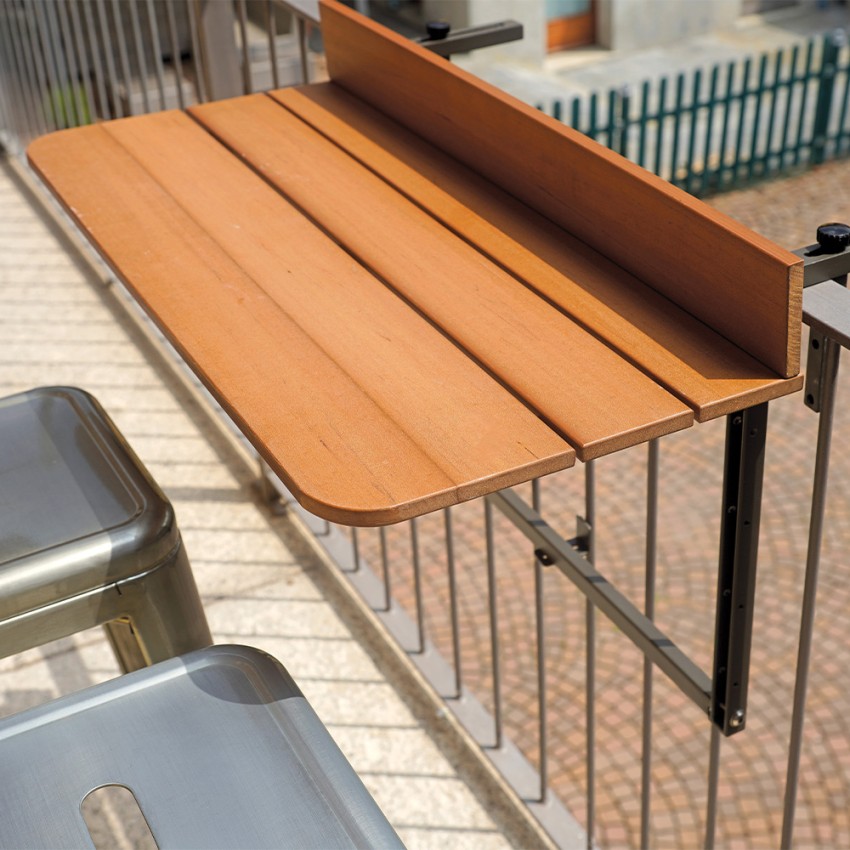 Folding Balcony Railing Table Teak Effect Kedels Look Out — 2