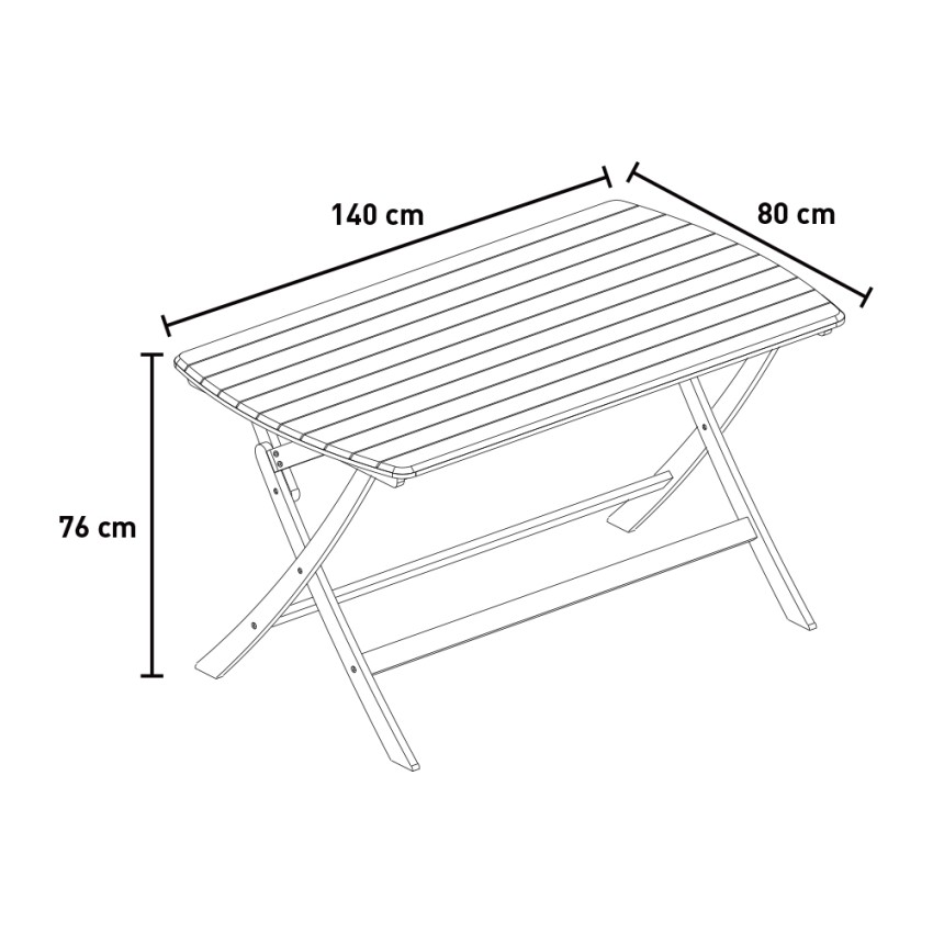 Meda Kedels Rectangular Wooden Folding Garden Table 140x80cm — 3