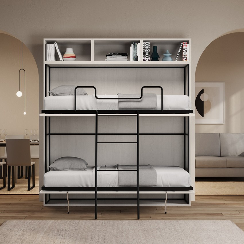 Kando L Itamoby Modern Foldaway Horizontal Bunk Bed White Ash — 5