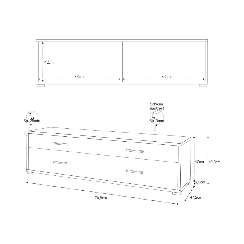 Modern 4-Drawer TV Unit Lowboard Sideboard Mila Sarmog — 5