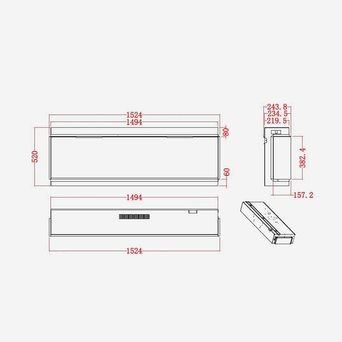 Filadelfia150 Wall-Mounted Recessed Electric Fireplace LCD LED WiFi — 5
