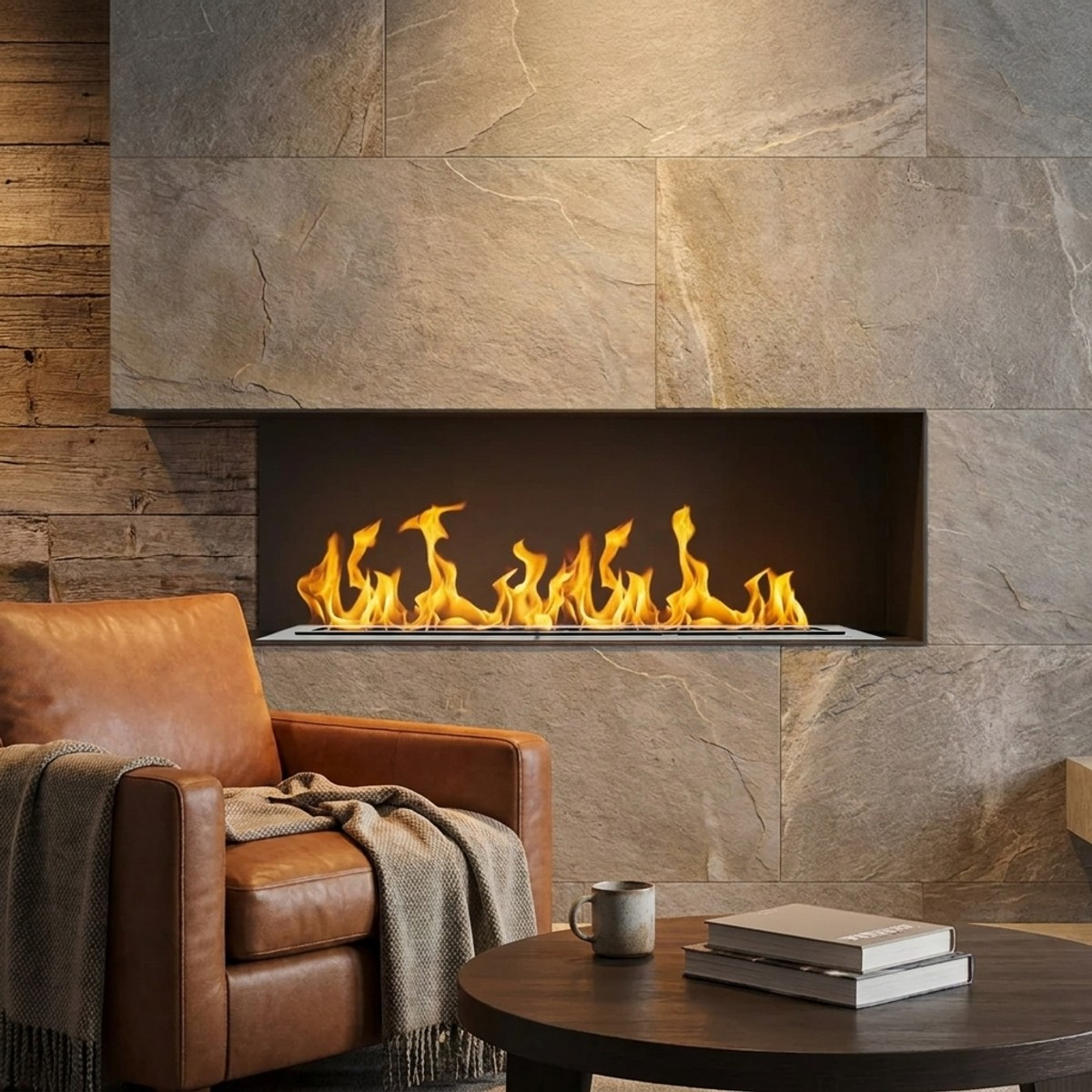 Built-in water vapor electric fireplace insert Divina Fire Vapor3d75 — 2