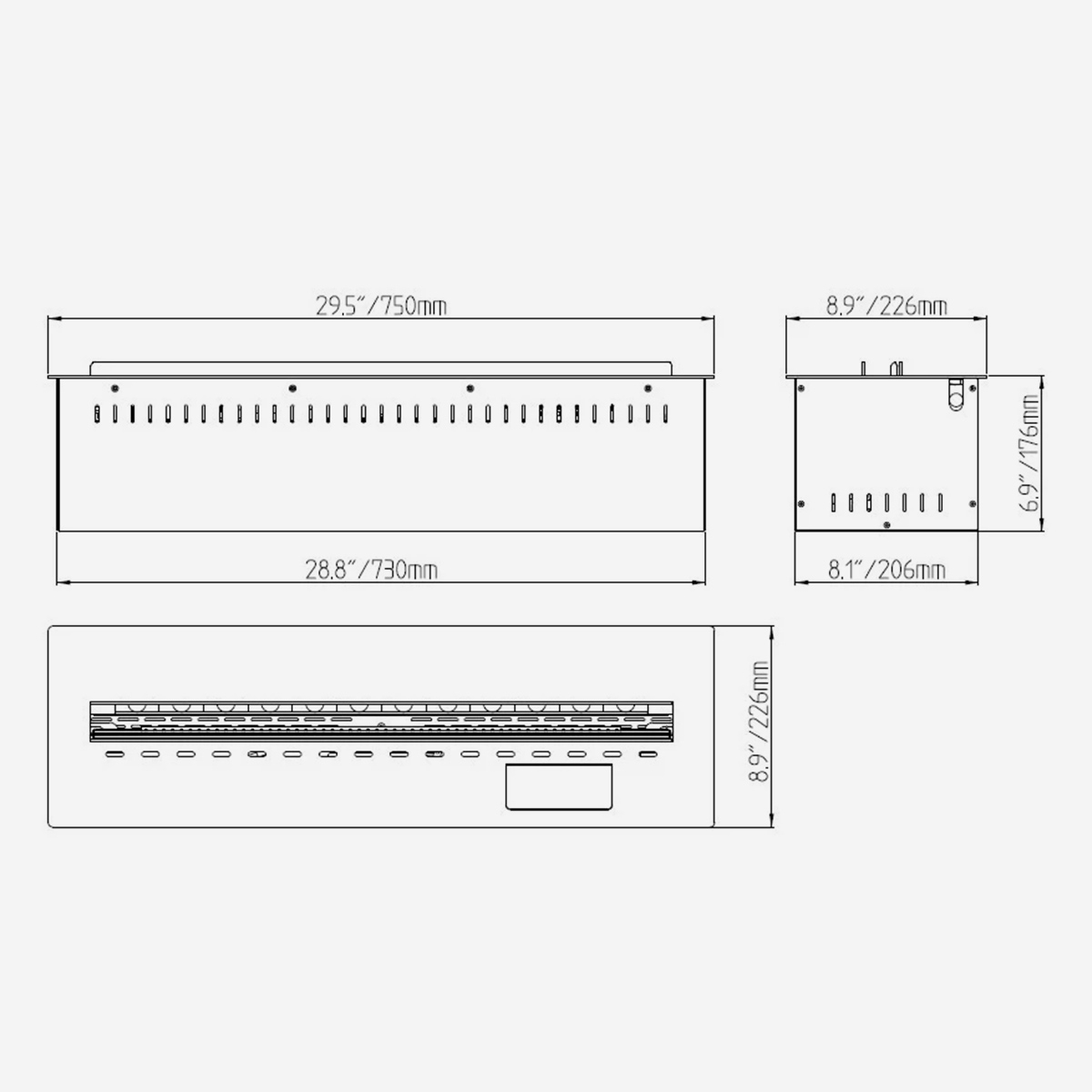 Built-in water vapor electric fireplace insert Divina Fire Vapor3d75 — 6