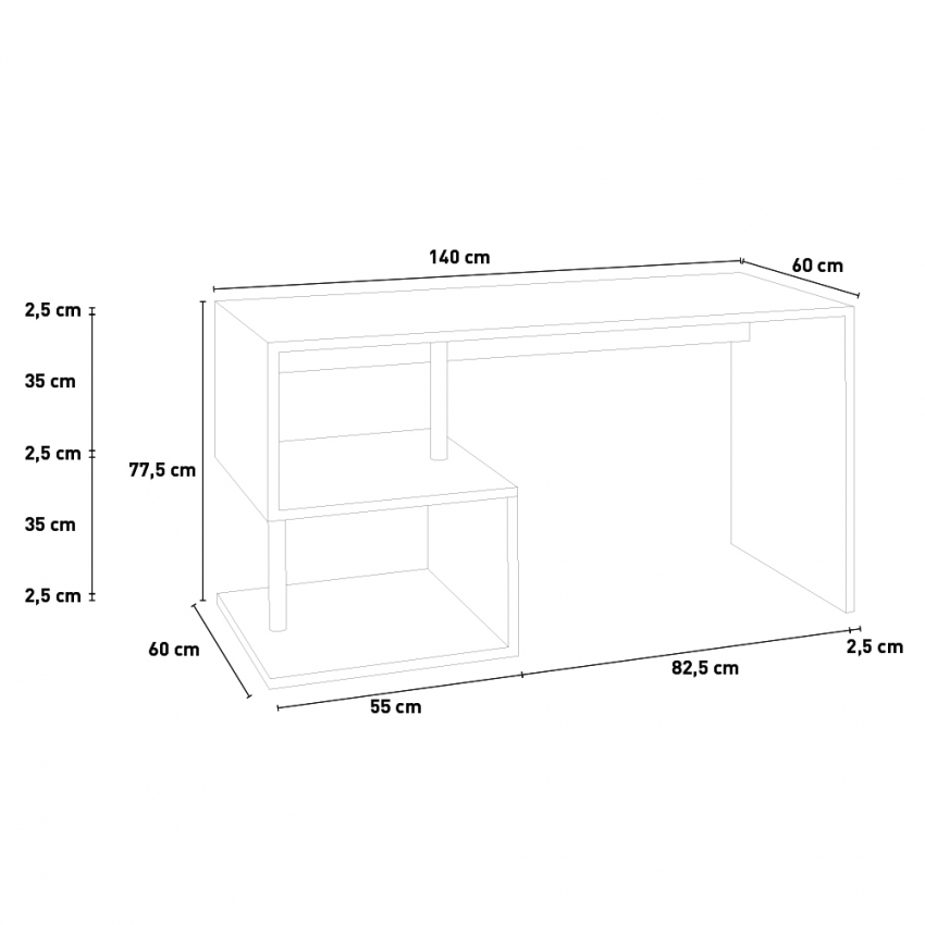 Modern Office Desk Design 140x60cm Antracite Esse 2 Report — 5
