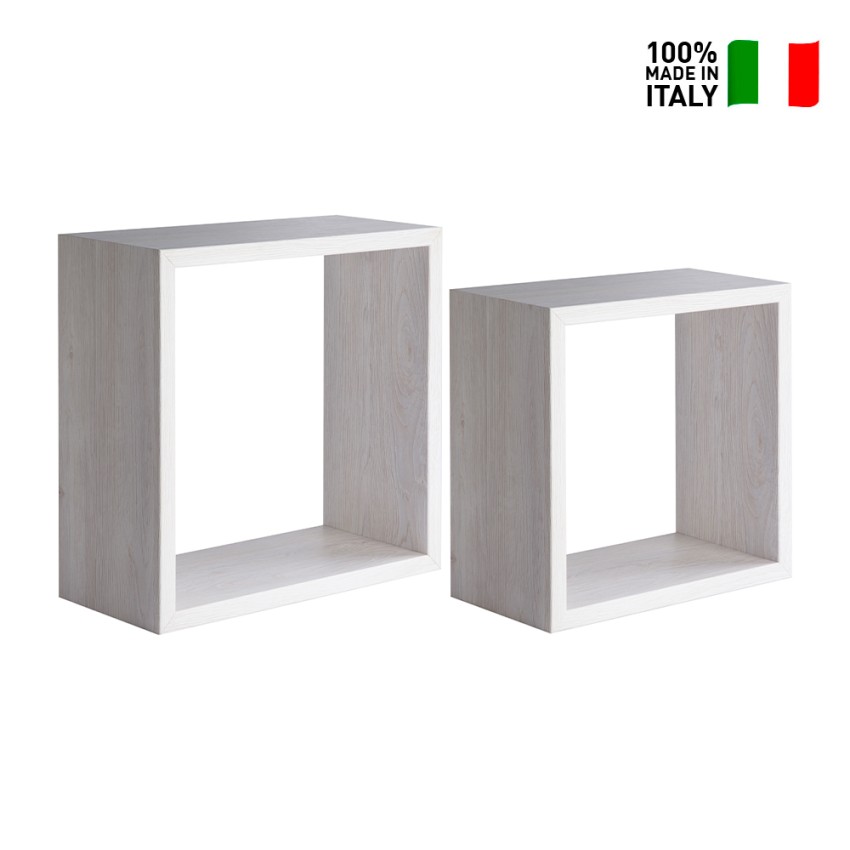 Set of 2 Floating Cube Wall Shelves Modern Design Q-Bis — 3