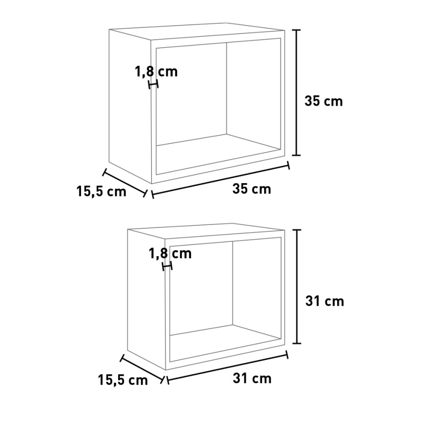 Set of 2 Floating Cube Wall Shelves Modern Design Q-Bis — 4