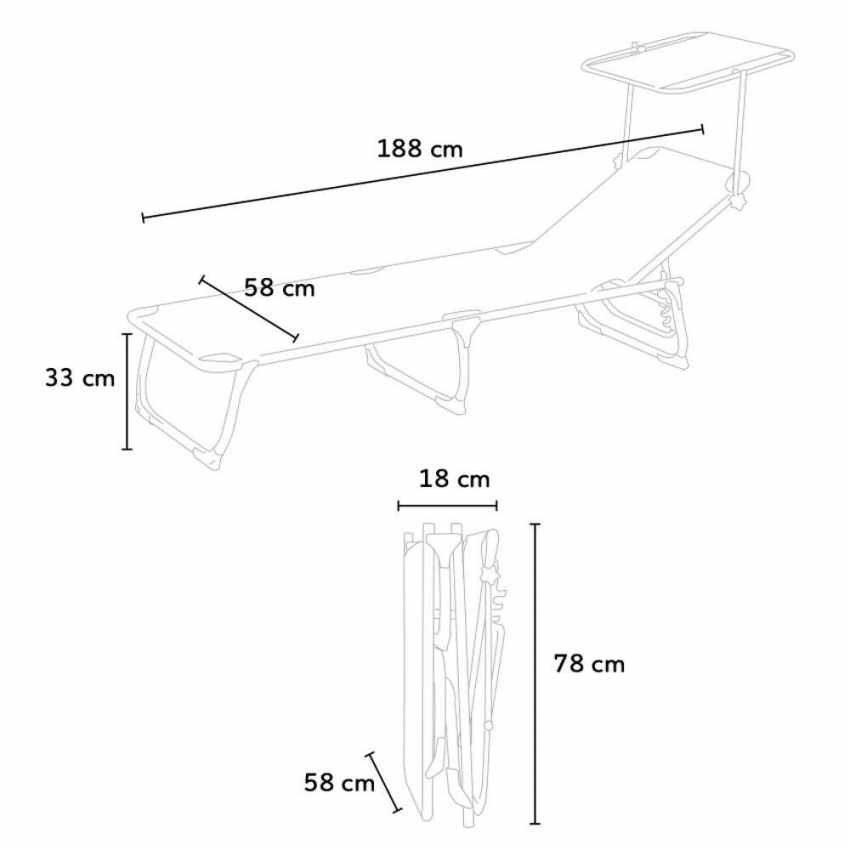 Folding Aluminium Sun Lounger with Sunshade California — 5
