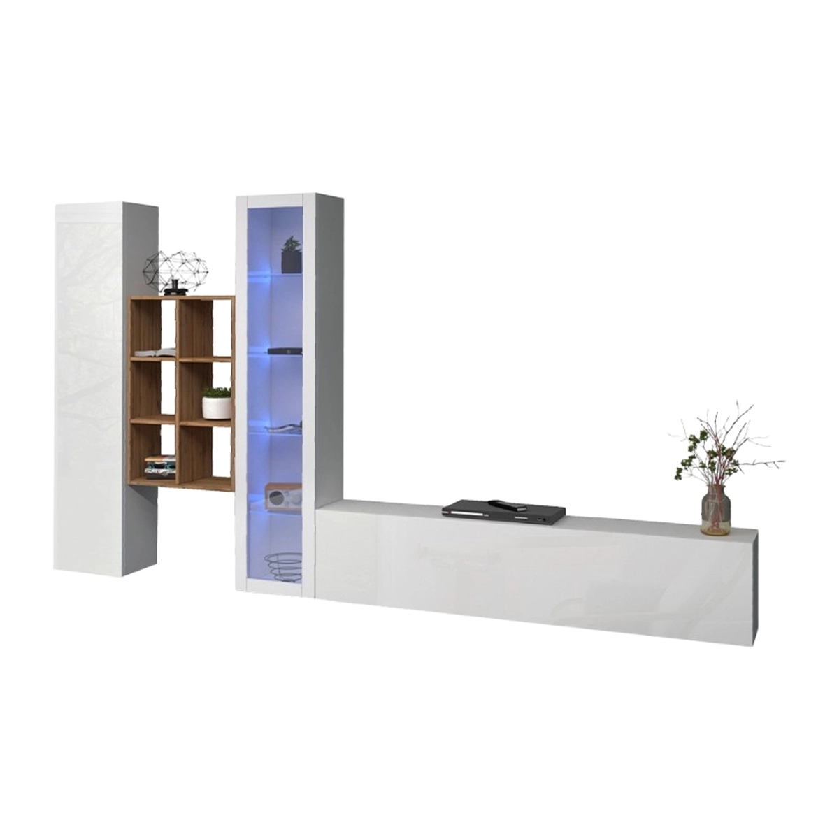 Floating living room wall unit TV stand display cabinet Rold WH — 8