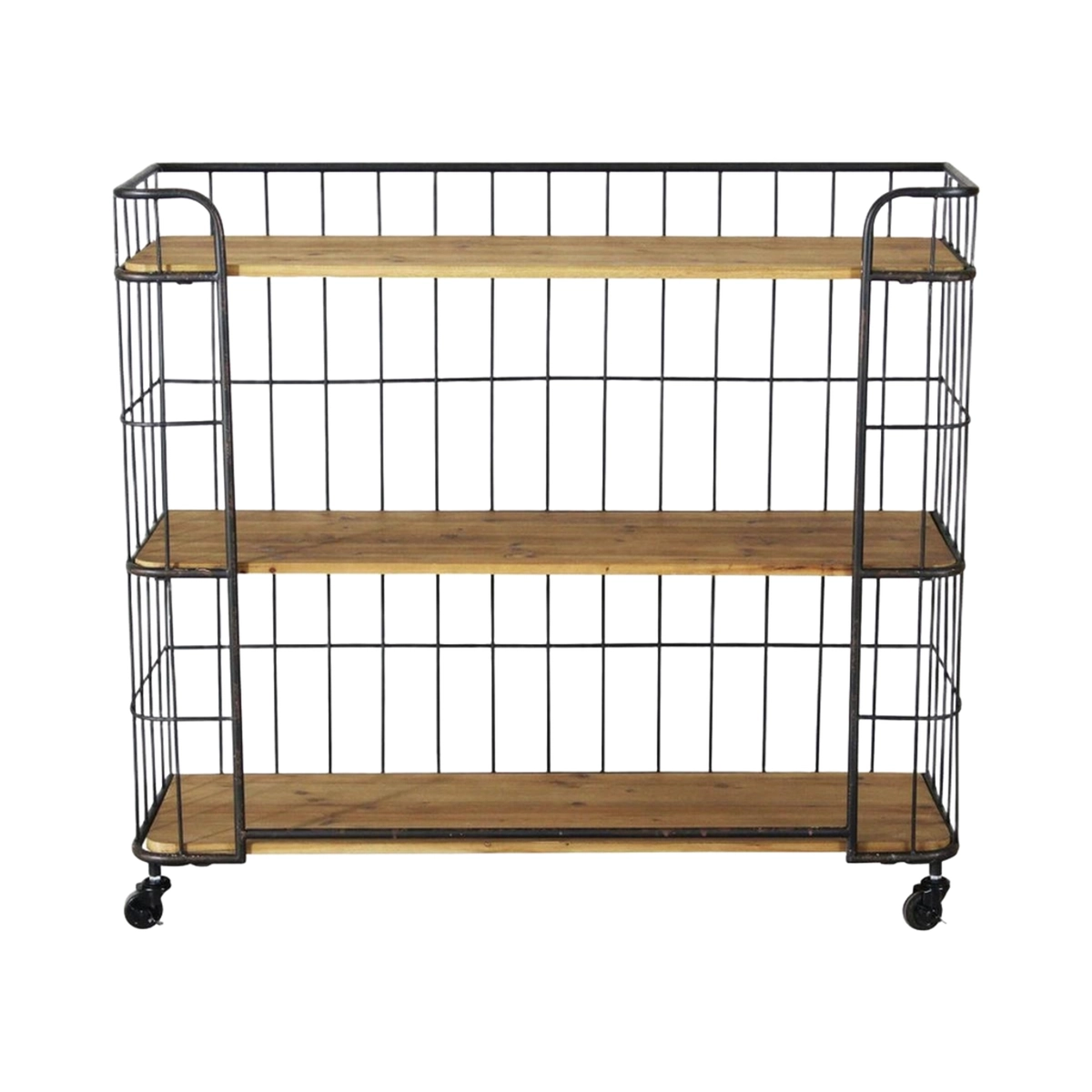 Alban Industrial 3-Tier Bookcase on Wheels — 4