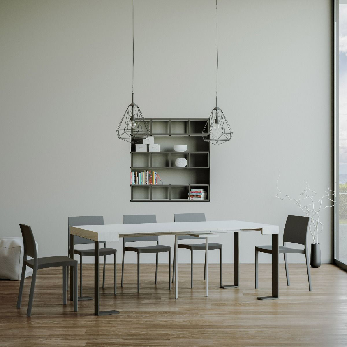 Extendable console table 90x40-300cm Itamoby Tecno white ash dining table — 4