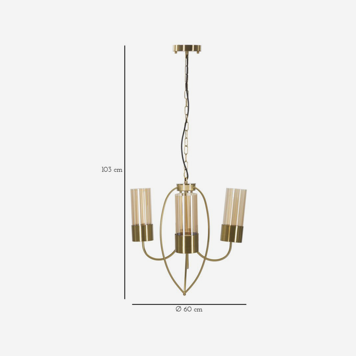 Versailles 3-Light Iron and Glass Pendant Chandelier — 3