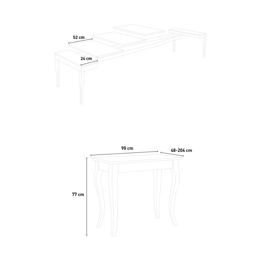 Extendable console table 90x48-204cm ash white Olanda Small Itamoby — 5
