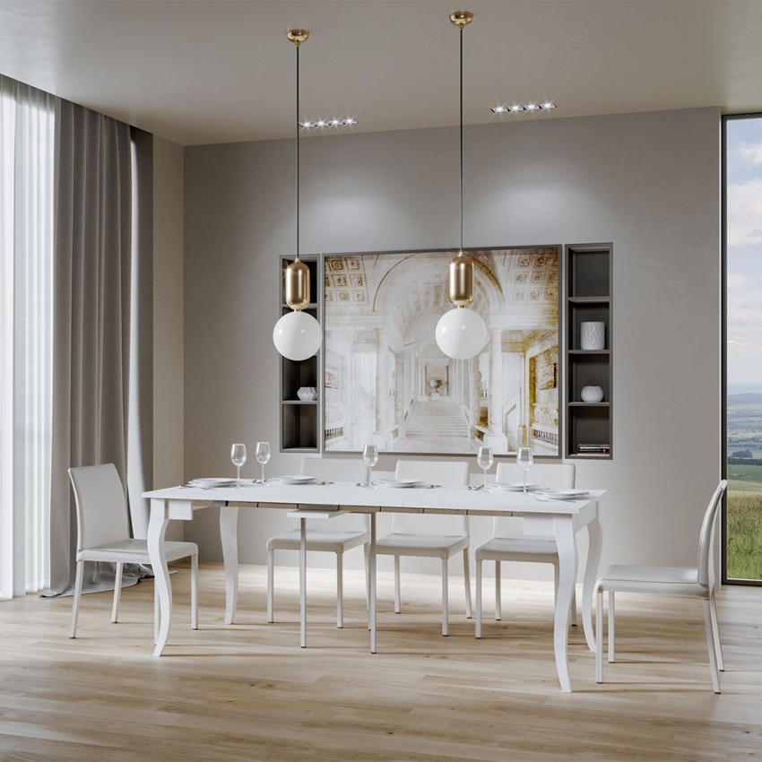 Extendable console table 90x48-204cm ash white Olanda Small Itamoby — 4