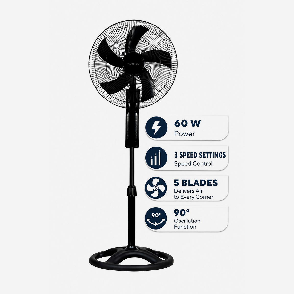 Ventilatore a piantana oscillante silenzioso Novira