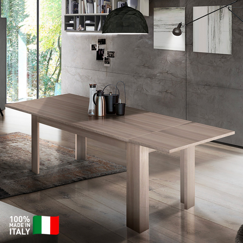 Extendable Dining Room Table 160-210x90cm Elm Wood Jesi Pearl Design — 3