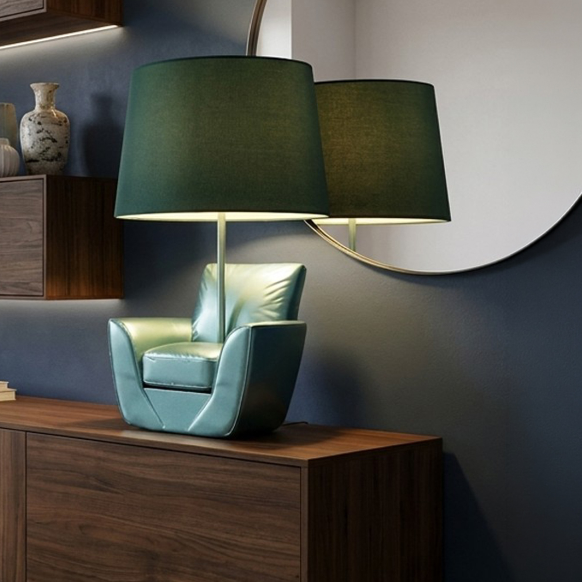 Midcentury Turchese Armchair Table Lamp by Mauro Ferretti — 2