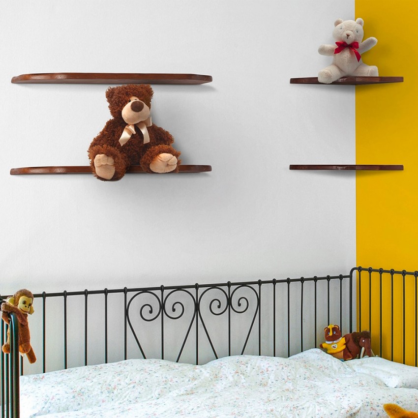 Saturno solid wood corner wall shelf — 4