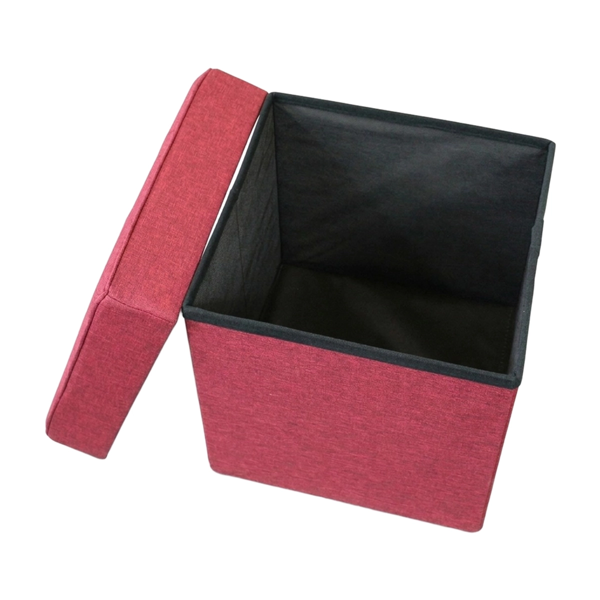 Square fabric storage ottoman space saving footstool — 3