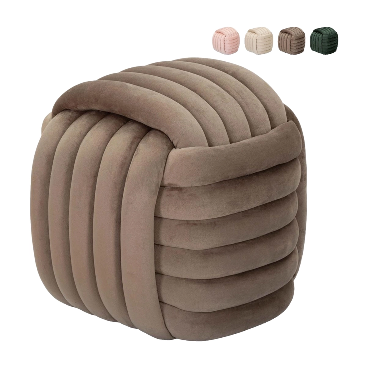 Modern braided padded velvet ottoman footstool Softy — 1