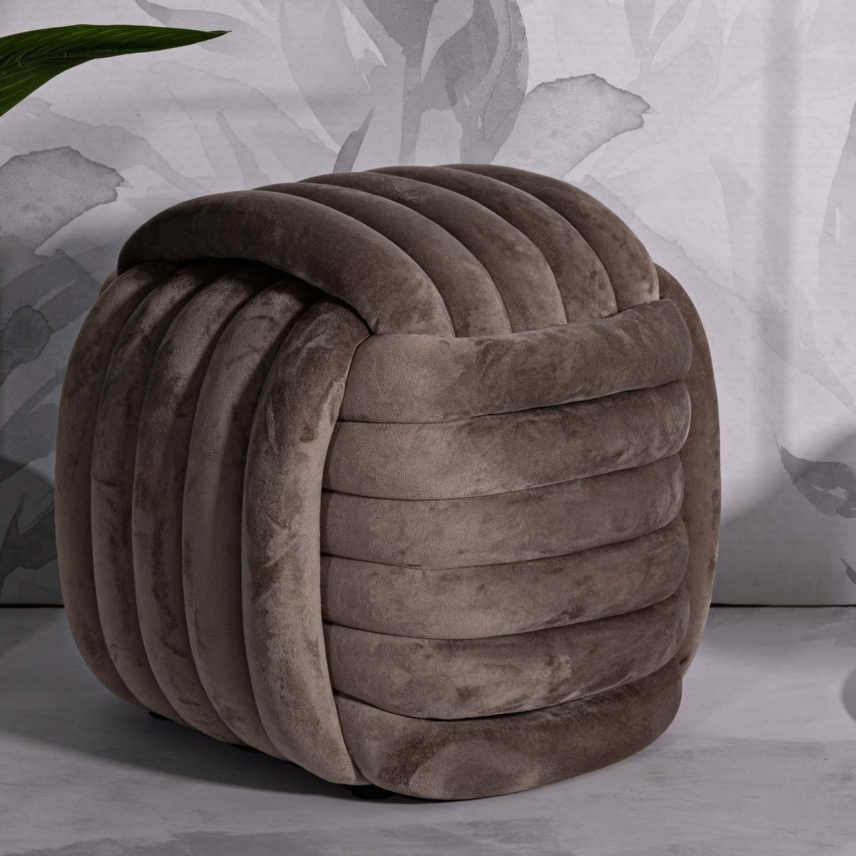 Modern braided padded velvet ottoman footstool Softy — 2