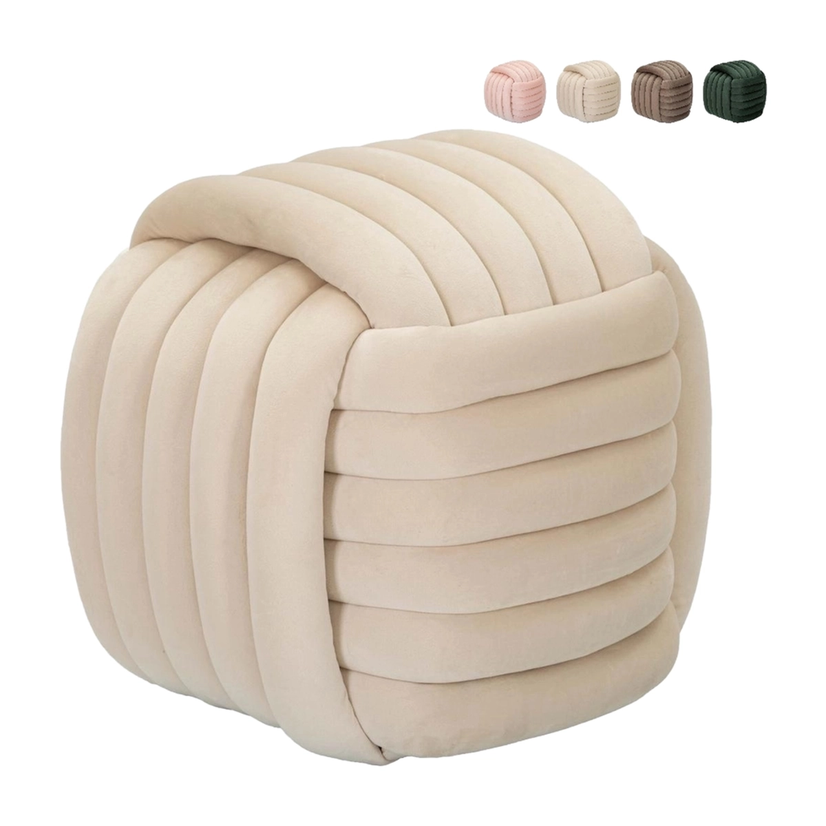 Modern braided padded velvet ottoman footstool Softy — 1