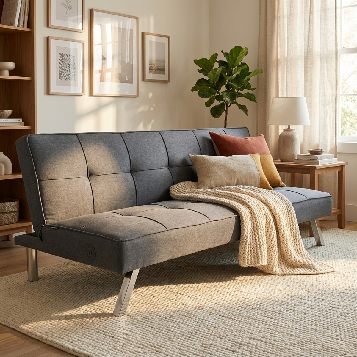 Astralis 2-Seater Fabric Sofa Bed with USB Port — 2
