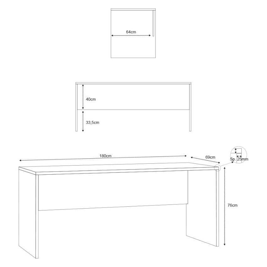 Modern Office Desk Scrivania Simply 180 Sarmog Db630k — 4