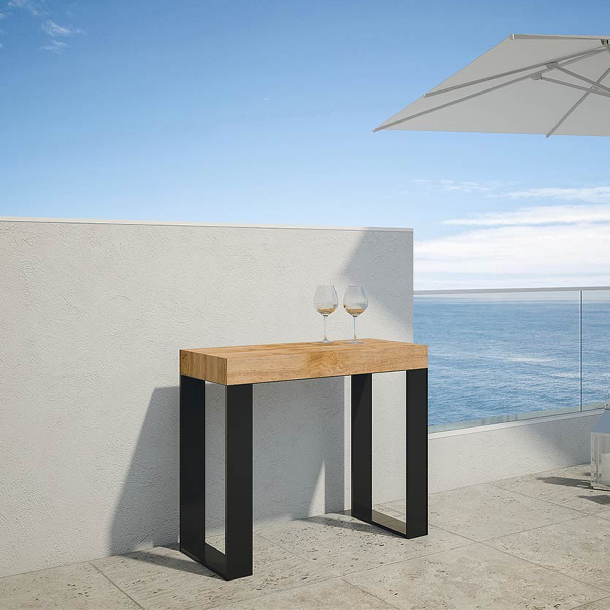 Extendable Console Table 90x40-300cm Wood and Metal Tecno Fir — 3