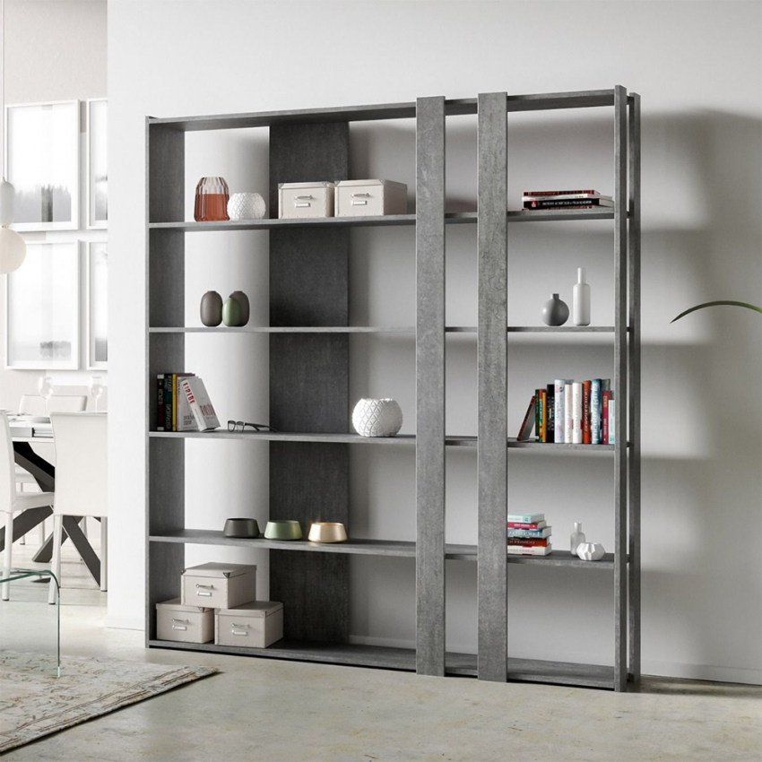 Modern wall bookcase 5 shelves concrete grey Itamoby Kato C Concrete — 3
