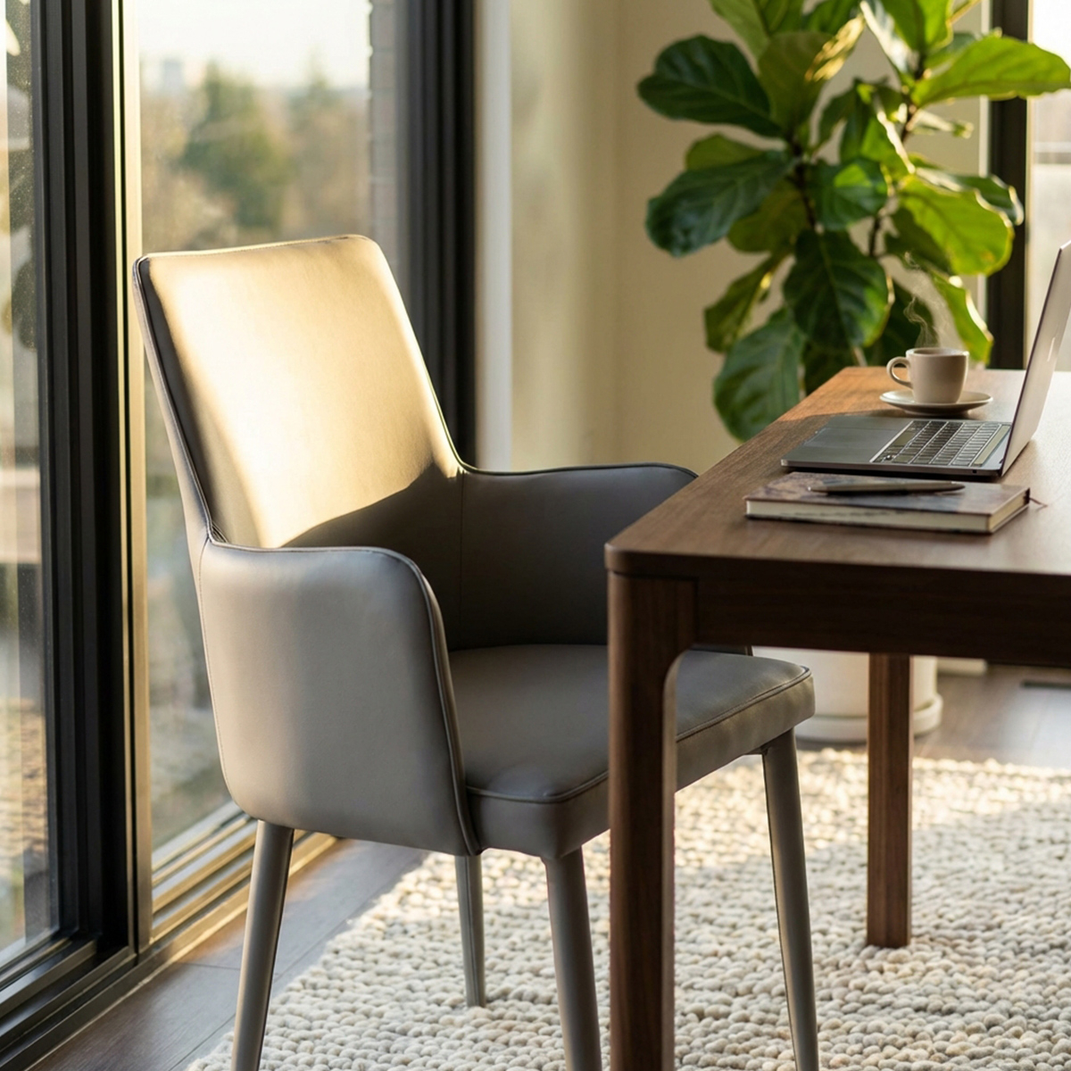 Dining armchair in faux leather with armrests Camille — 3