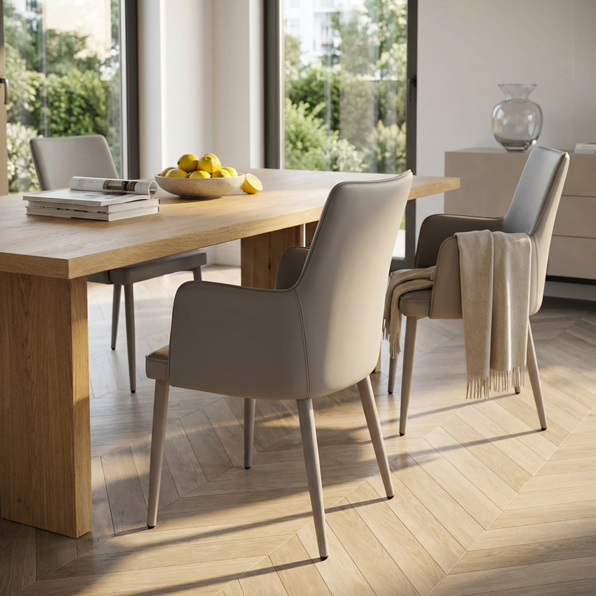 Dining armchair in faux leather with armrests Camille — 2