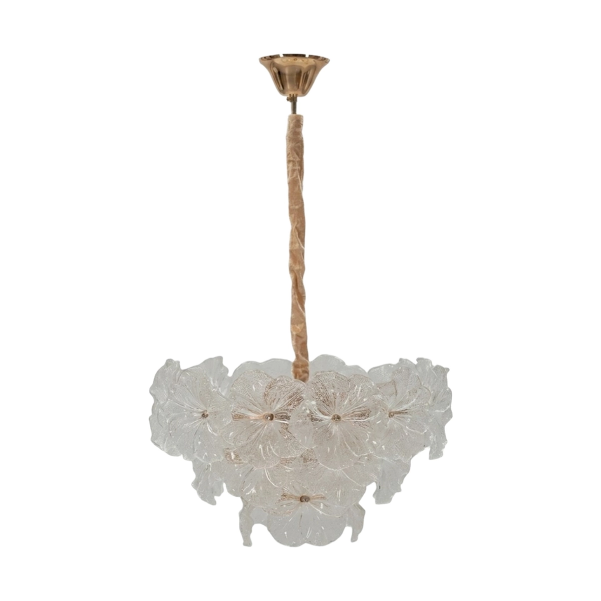 Ibiscus Floral Pendant Chandelier in Iron and Glass — 1