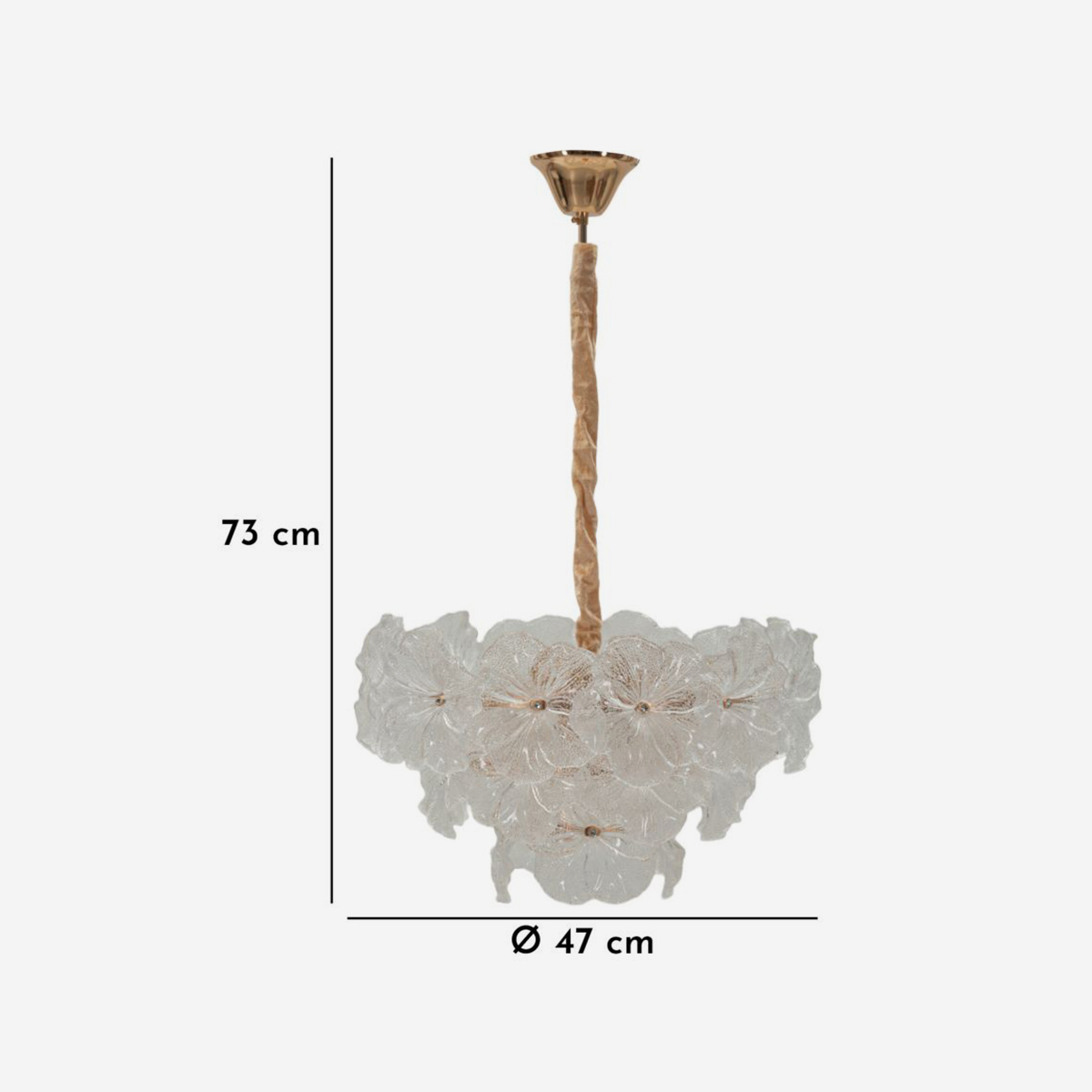 Ibiscus Floral Pendant Chandelier in Iron and Glass — 3