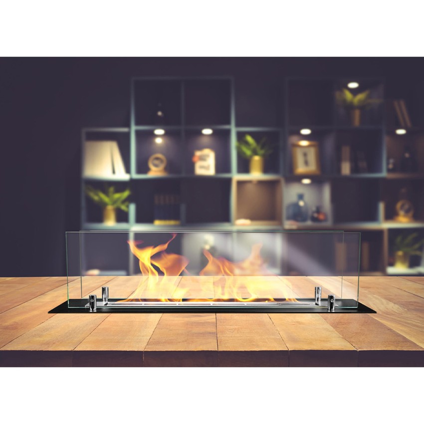 Athos Modern Tabletop Bioethanol Fireplace with Glass Divina Fire — 9