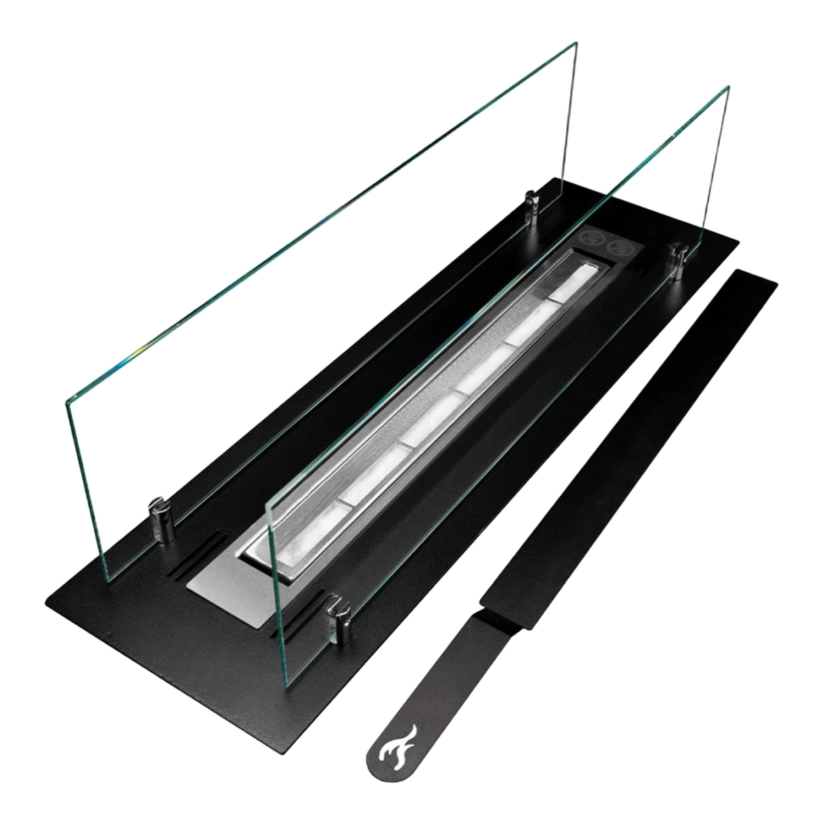 Athos Modern Tabletop Bioethanol Fireplace with Glass Divina Fire — 1