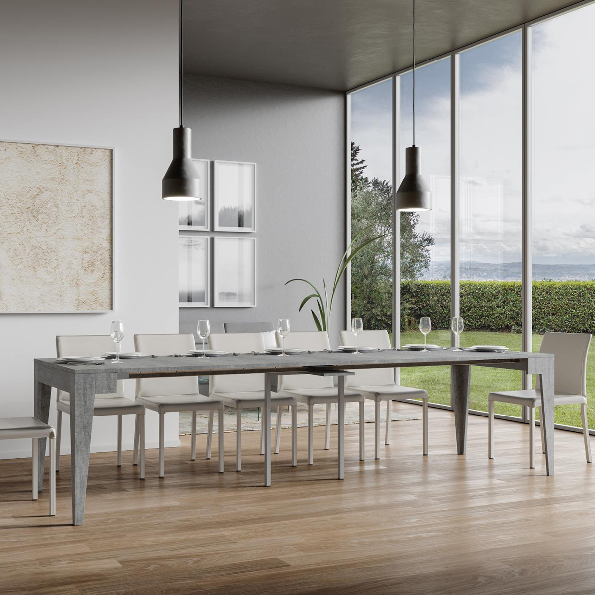 Extendable console table 90x42-302cm concrete grey Itamoby Isotta Concrete — 3