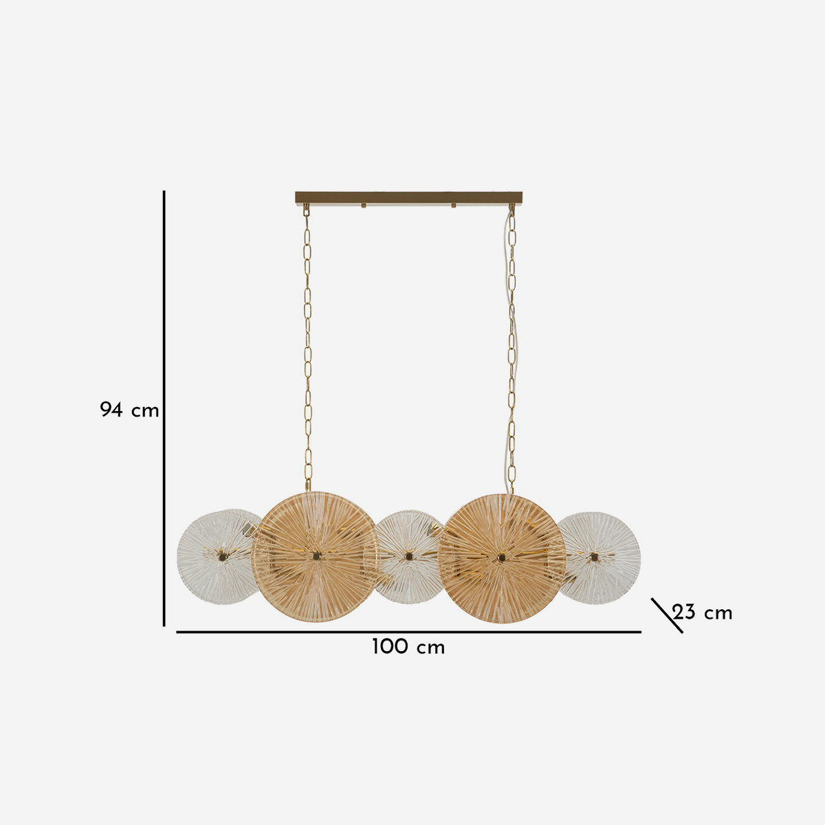 Osaka Modern Pendant Light with 8 Lights in Glass and Iron — 3