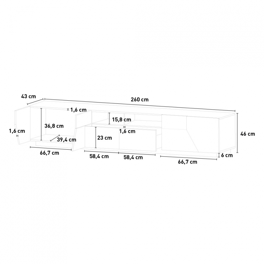 Modern TV stand unit 260x43cm living room white and wood More Wood — 11