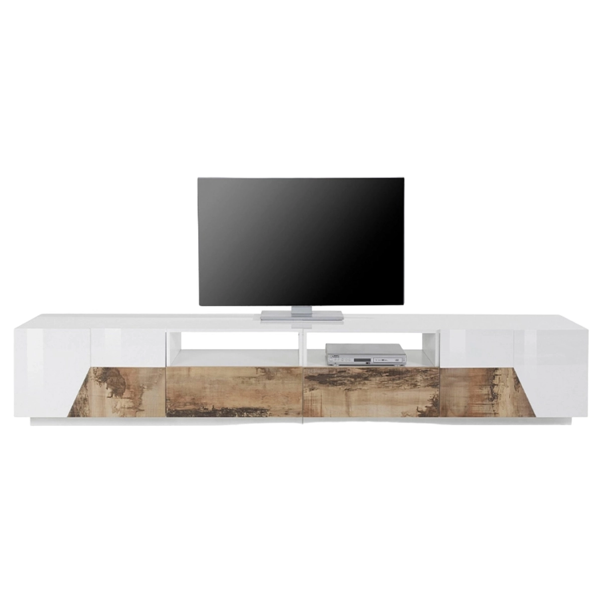 Modern TV stand unit 260x43cm living room white and wood More Wood — 8