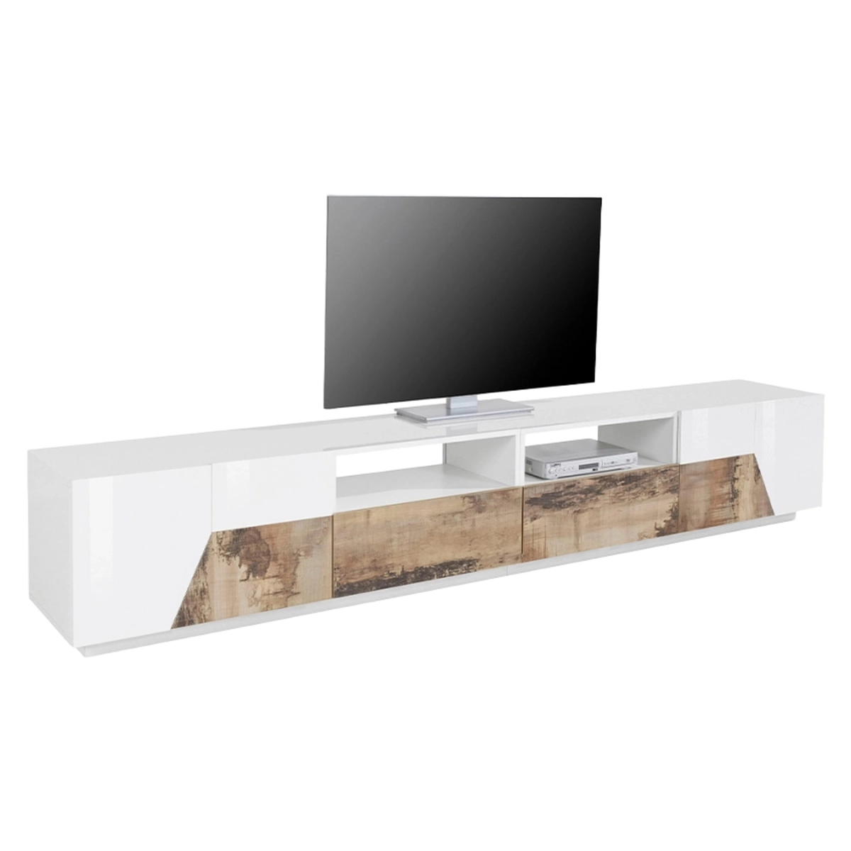 Modern TV stand unit 260x43cm living room white and wood More Wood — 7