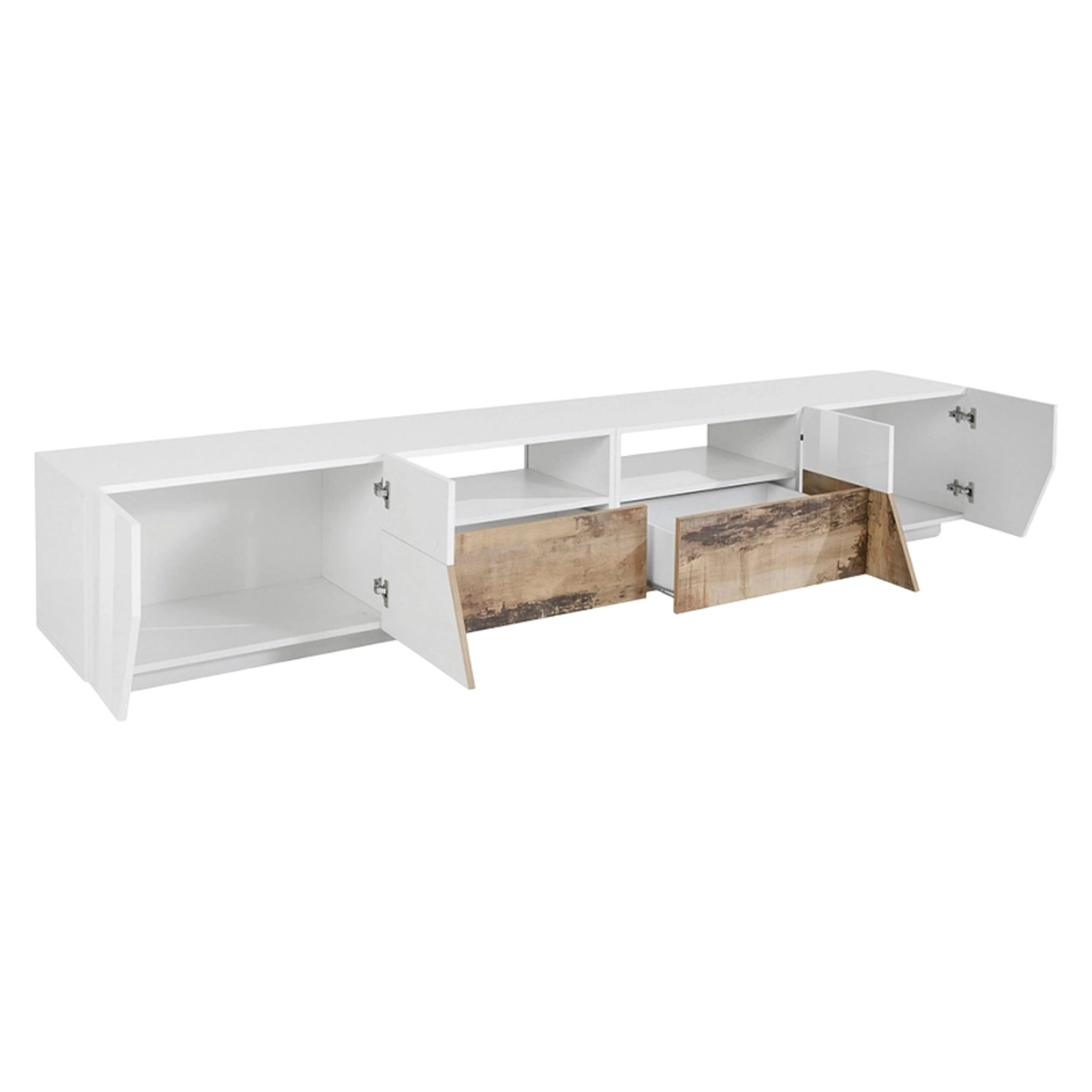 Modern TV stand unit 260x43cm living room white and wood More Wood — 6