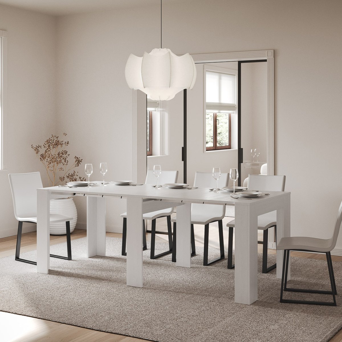Extendable Console Dining Table for 10 People Kiba 90x25-211 — 2